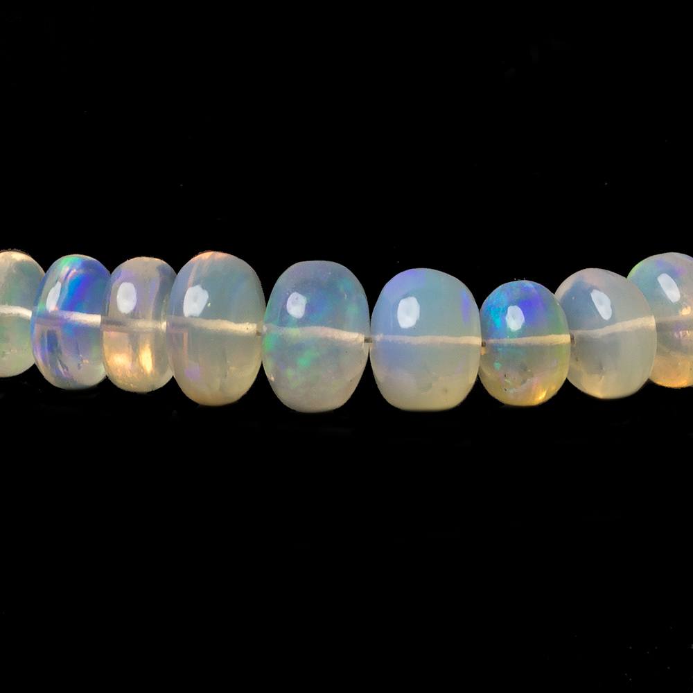 4.5-8.5mm White Ethiopian Opal Plain Rondelle beads 18 inch 130 pieces - Beadsofcambay.com
