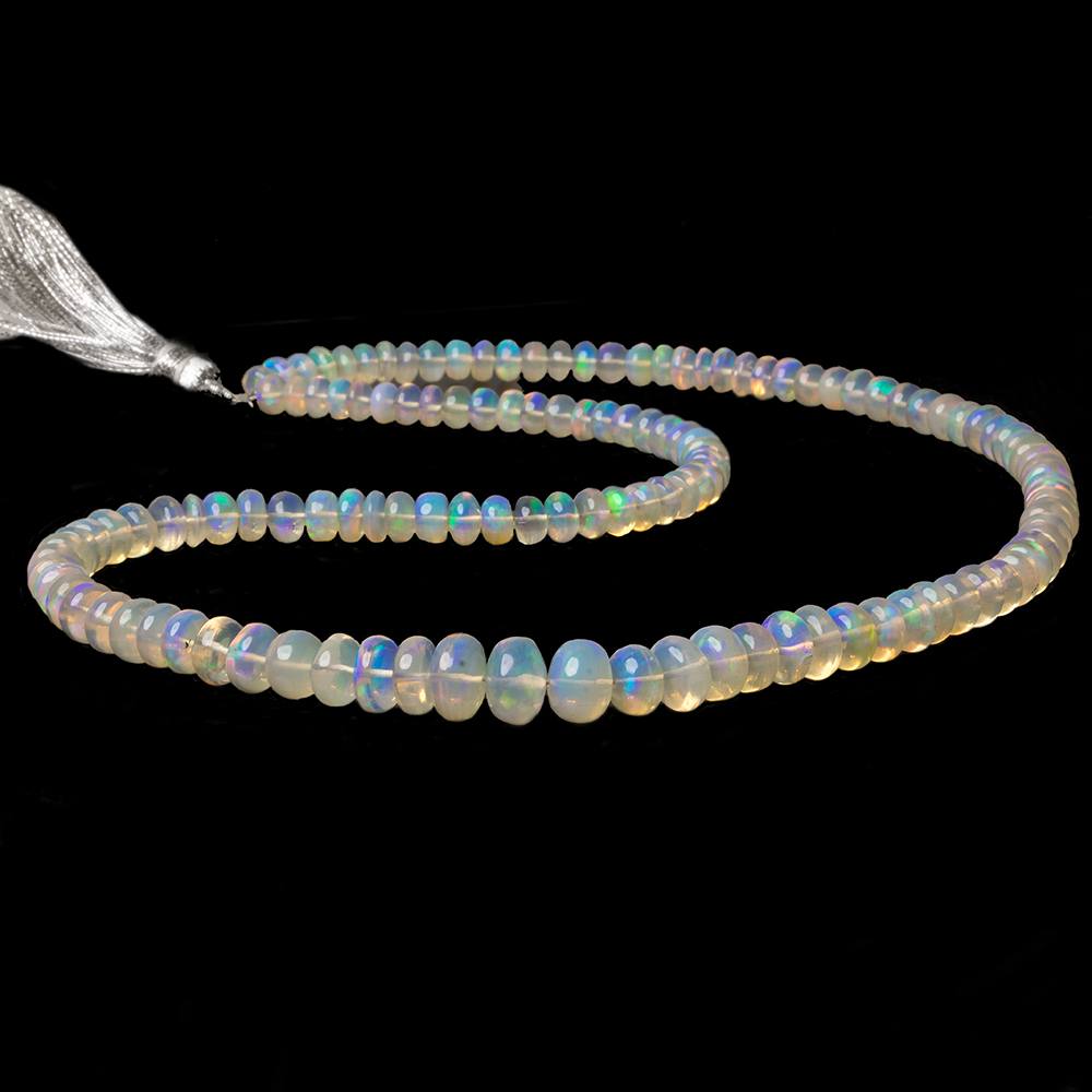 4.5-8.5mm White Ethiopian Opal Plain Rondelle beads 18 inch 130 pieces - Beadsofcambay.com