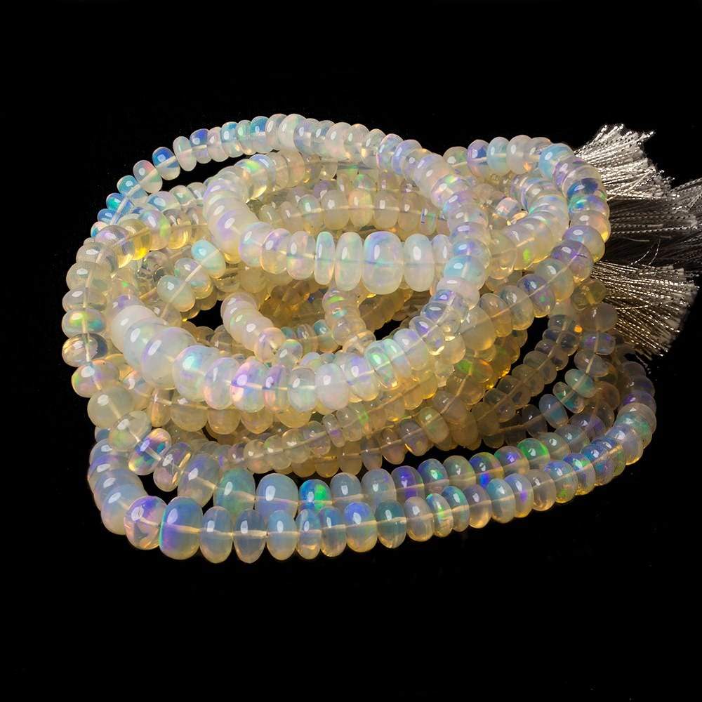 4.5-8.5mm White Ethiopian Opal Plain Rondelle beads 18 inch 130 pieces - Beadsofcambay.com