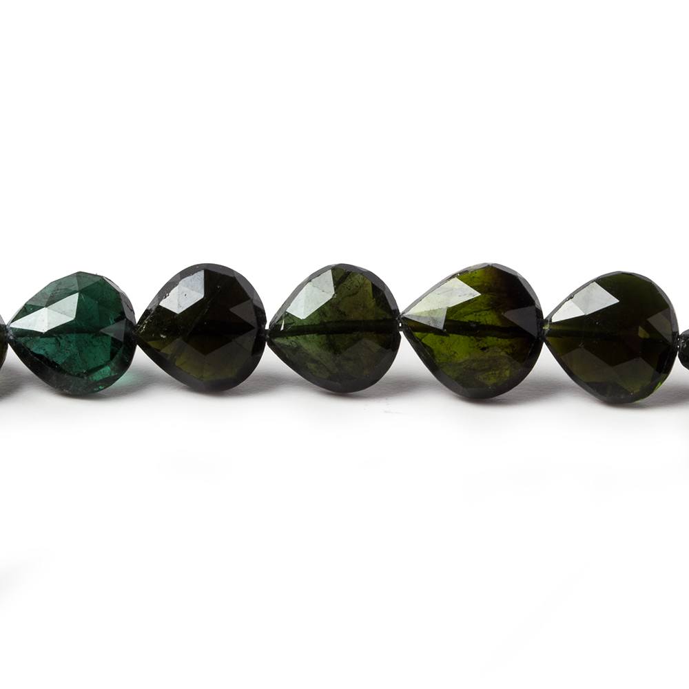 4.5- 8mm Green Tourmaline Straight Drill Heart 15.5 inch 56 pieces - Beadsofcambay.com