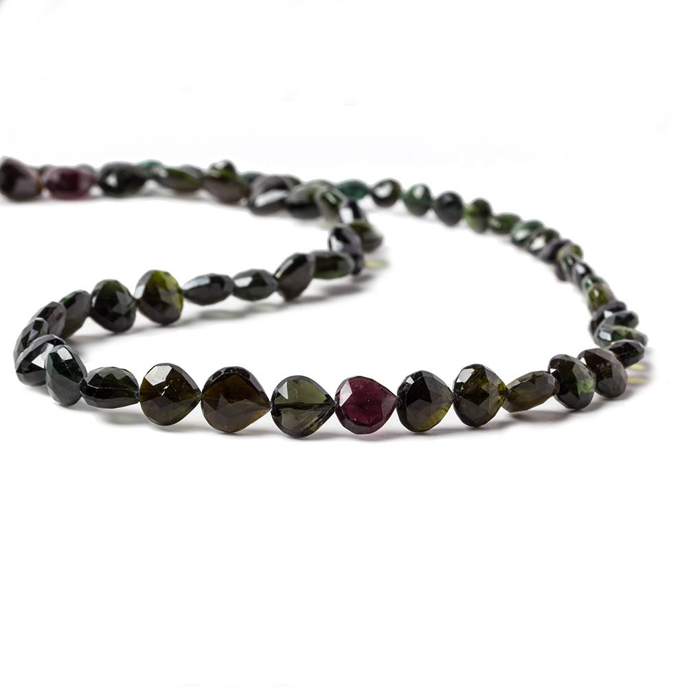 4.5- 8mm Green Tourmaline Straight Drill Heart 15.5 inch 56 pieces - Beadsofcambay.com