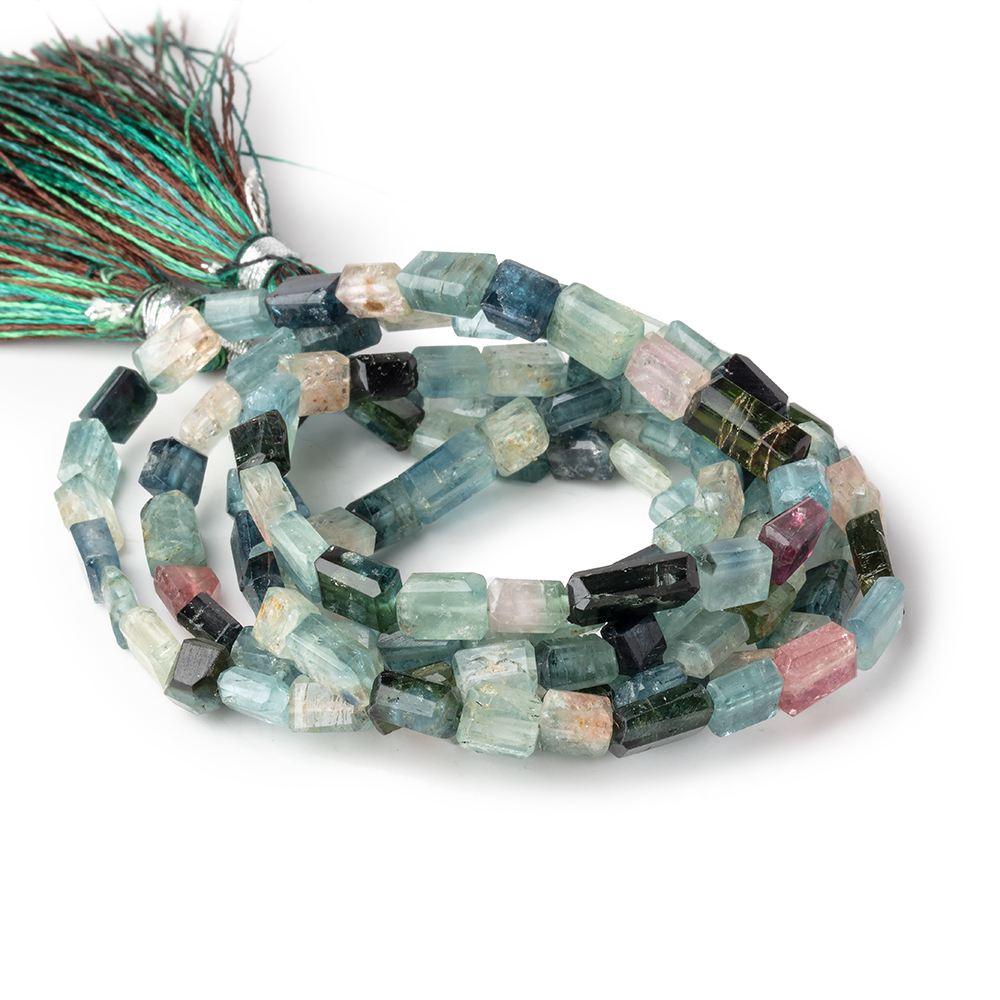 4.5-8mm Indicolite Tourmaline Faceted Rectangles 16 inch 63 Beads - Beadsofcambay.com