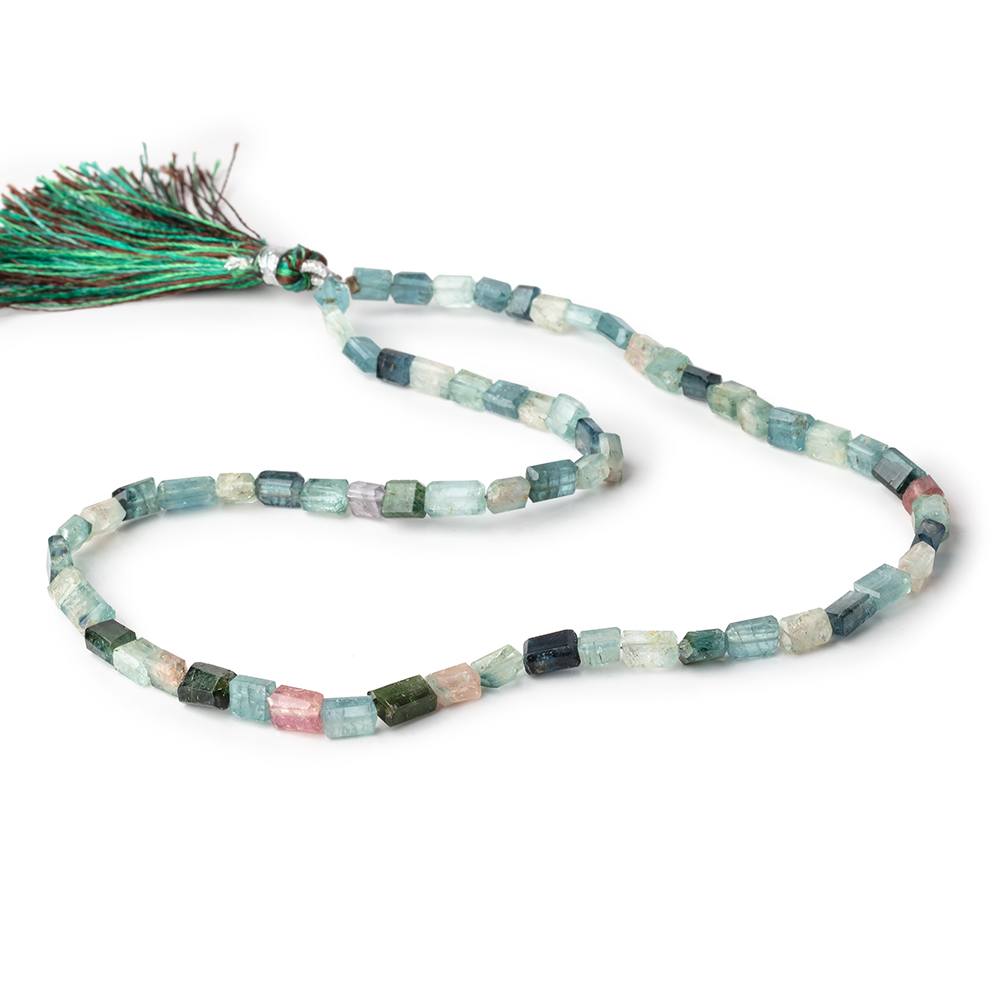 4.5-8mm Indicolite Tourmaline Faceted Rectangles 16 inch 63 Beads - Beadsofcambay.com