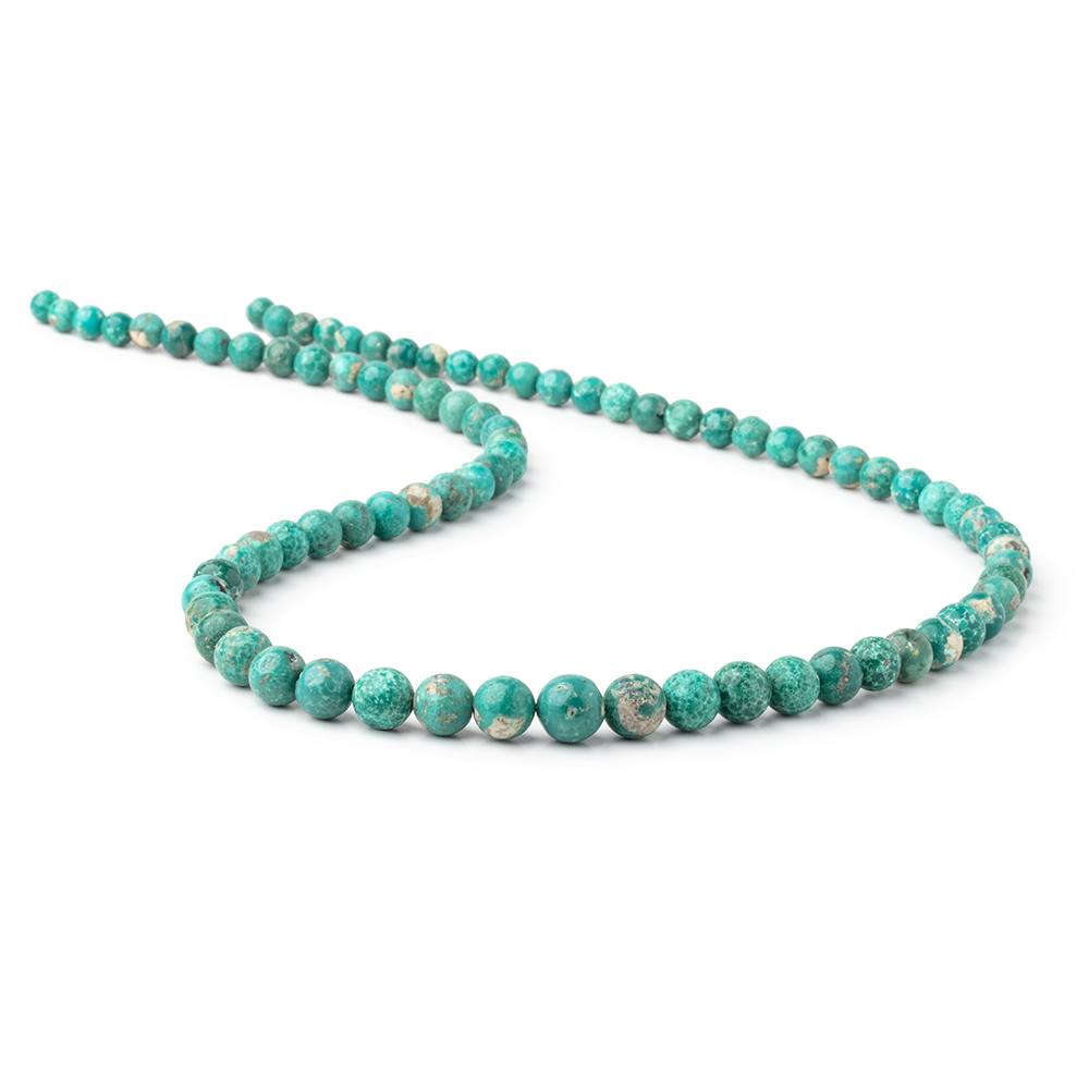 4.5-8mm Mongolian Turquoise Plain Round Beads 18 inch 78 pieces - Beadsofcambay.com