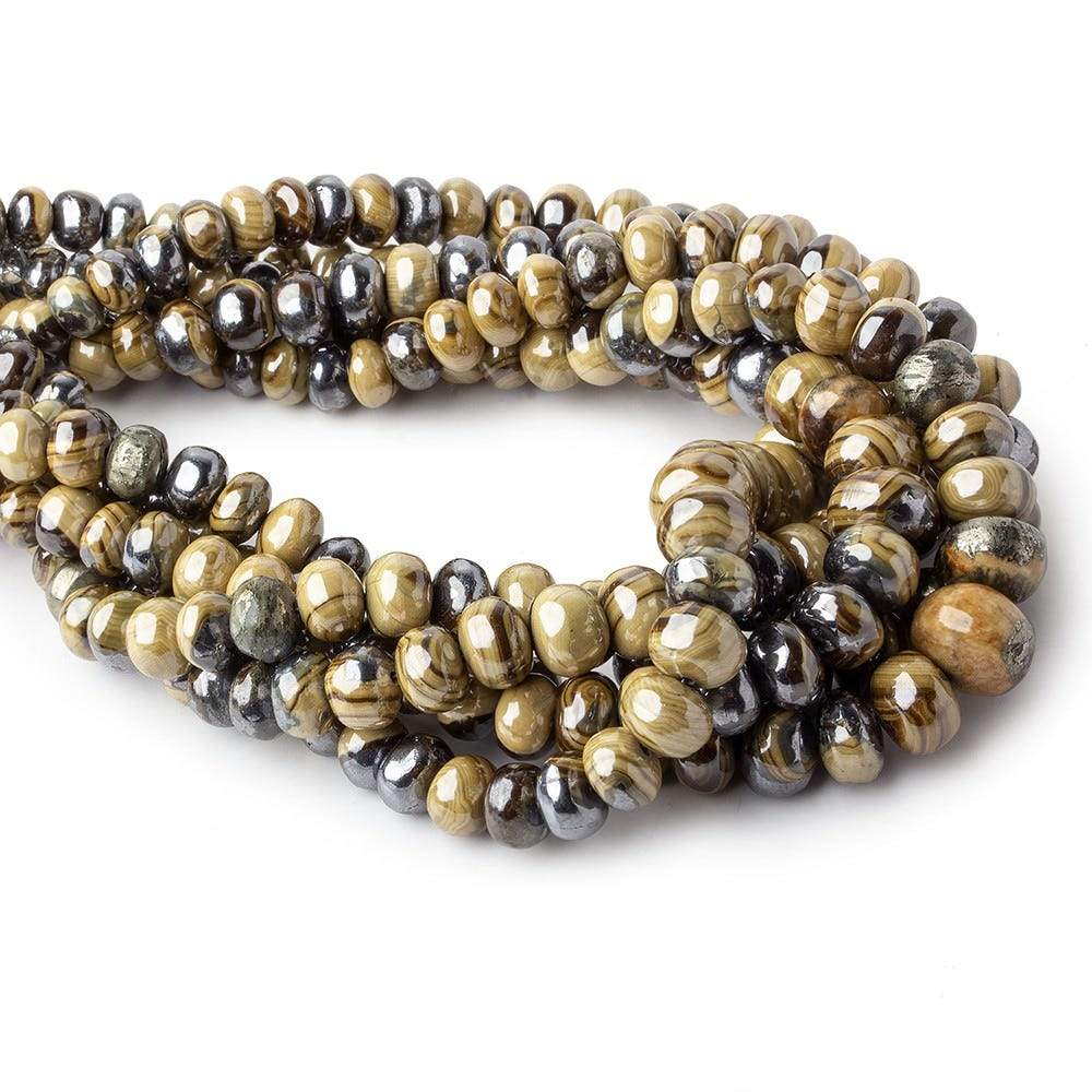 4.5-8mm Schalenblende plain rondelles 8 inch 47 beads AA rare - Beadsofcambay.com