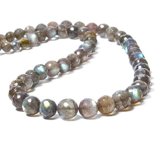 4.5-9mm Labradorite faceted round beads 16 inch 57 pieces - Beadsofcambay.com