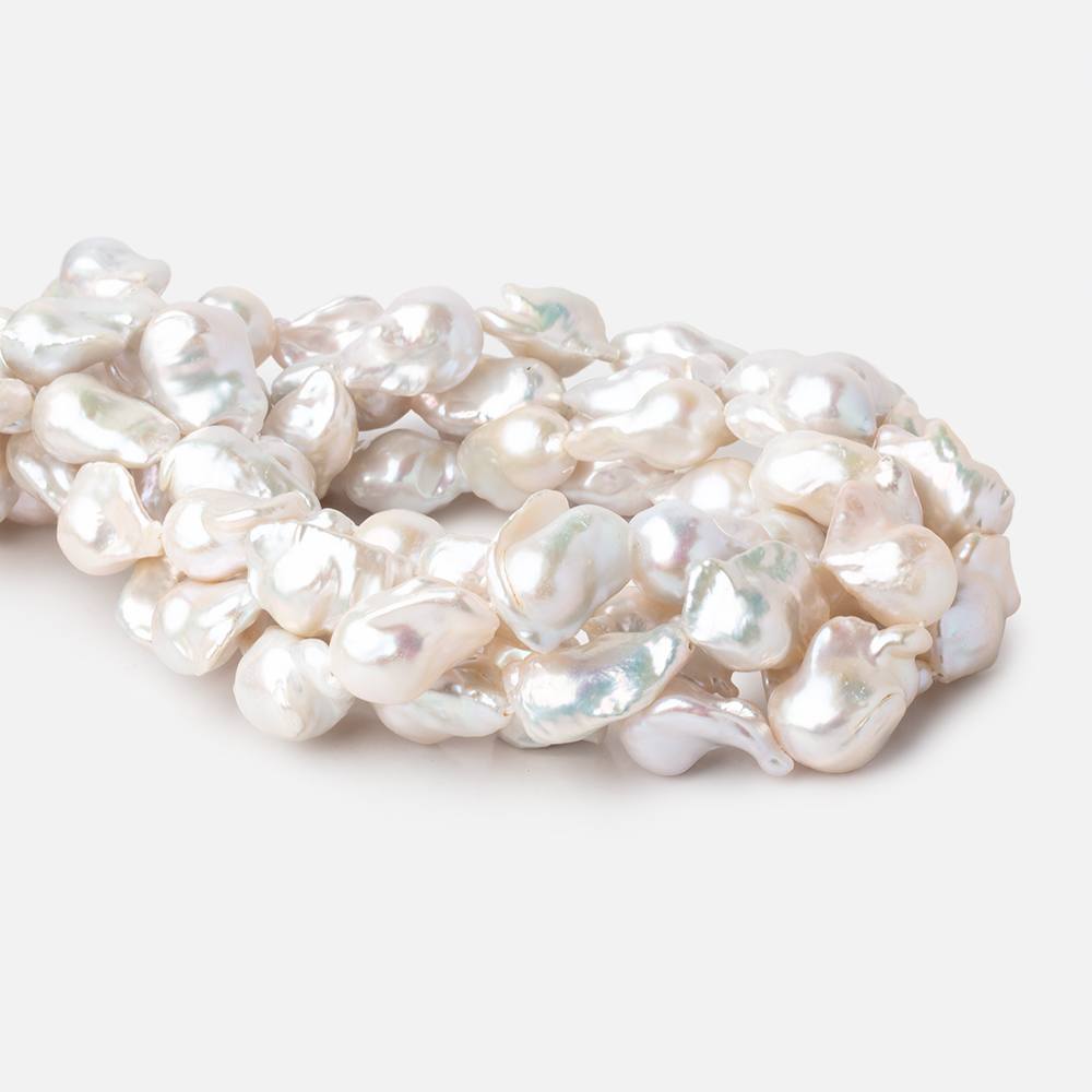 14-21mm Off White Ultra Baroque Freshwater Pearls 16 inch 17 Beads AA - BeadsofCambay.com
