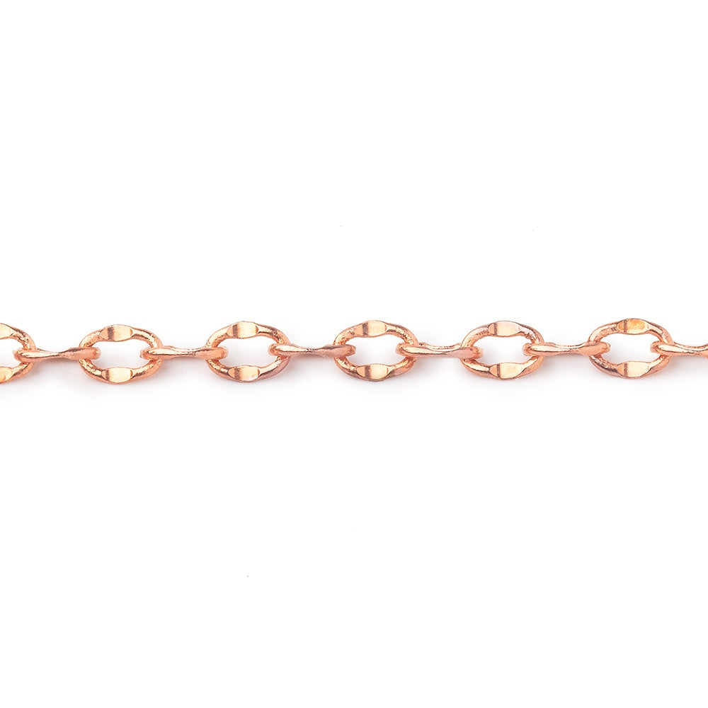 3mm Rose Gold plated Divot Oval Link Chain by the Foot - BeadsofCambay.com