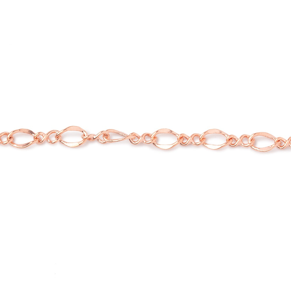 3mm Rose Gold plated Oval and Twist Link Chain by the Foot - BeadsofCambay.com