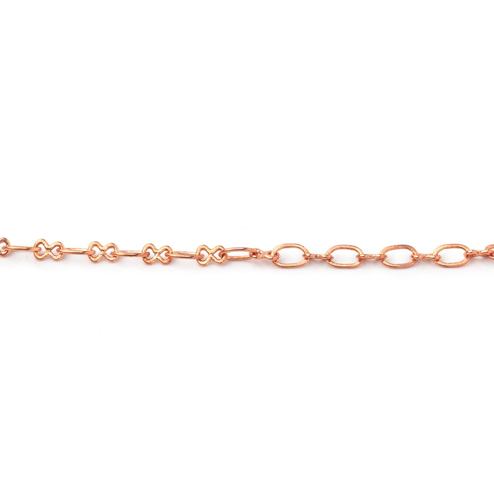 3mm Rose Gold plated Roval and Bowtie Link Chain by the Foot - BeadsofCambay.com