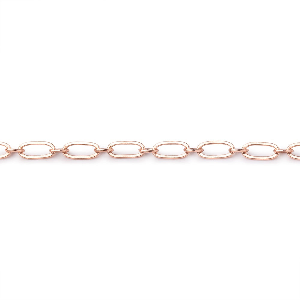 3mm Rose Gold plated Drawn Oval & Link Chain by the Foot - BeadsofCambay.com