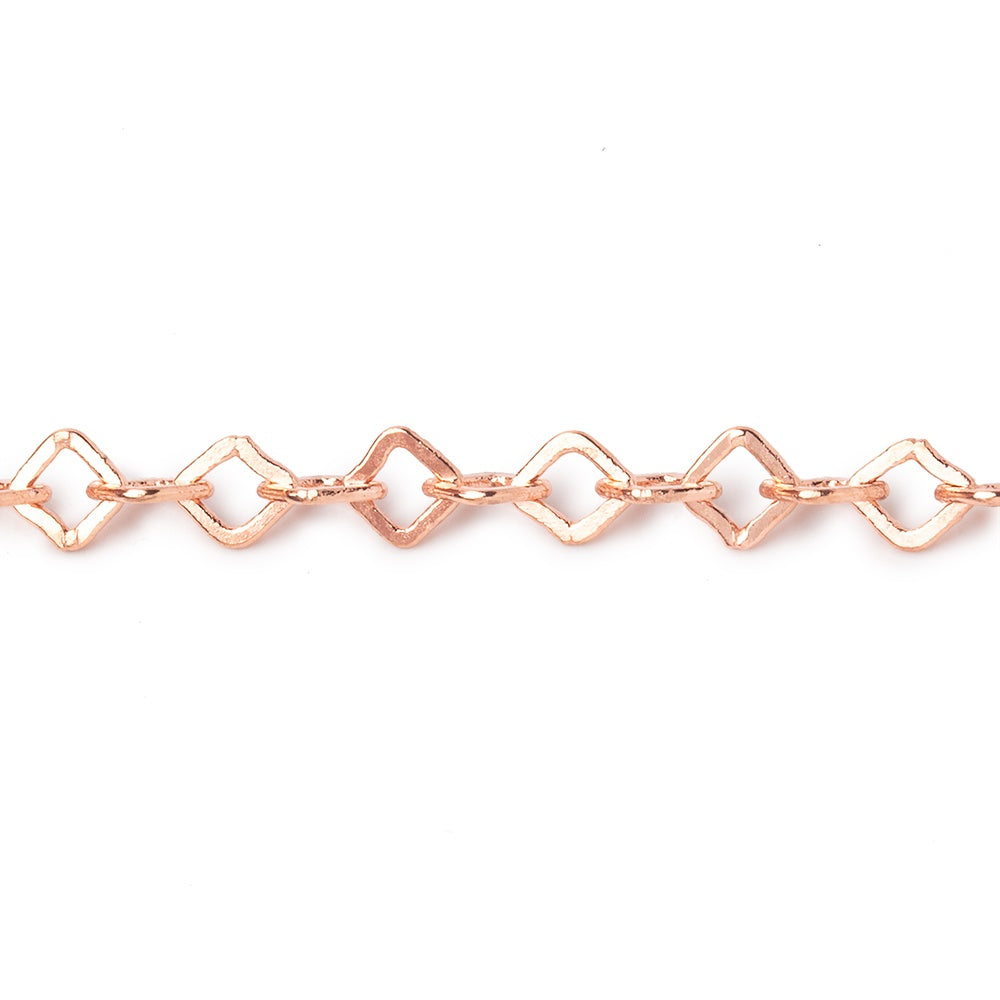 4mm Rose Gold plated Flat Square Link Chain by the Foot - BeadsofCambay.com