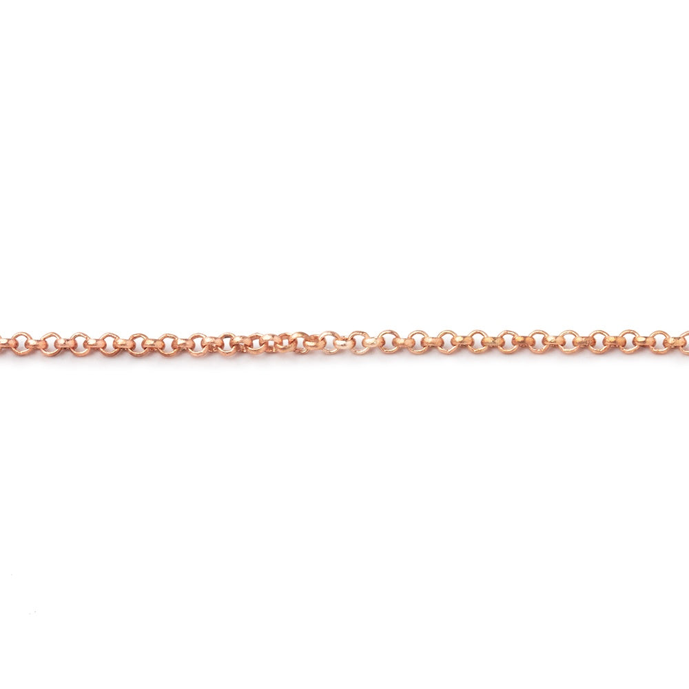 1.5mm Rose Gold plated Rolo Link Chain by the Foot - BeadsofCambay.com