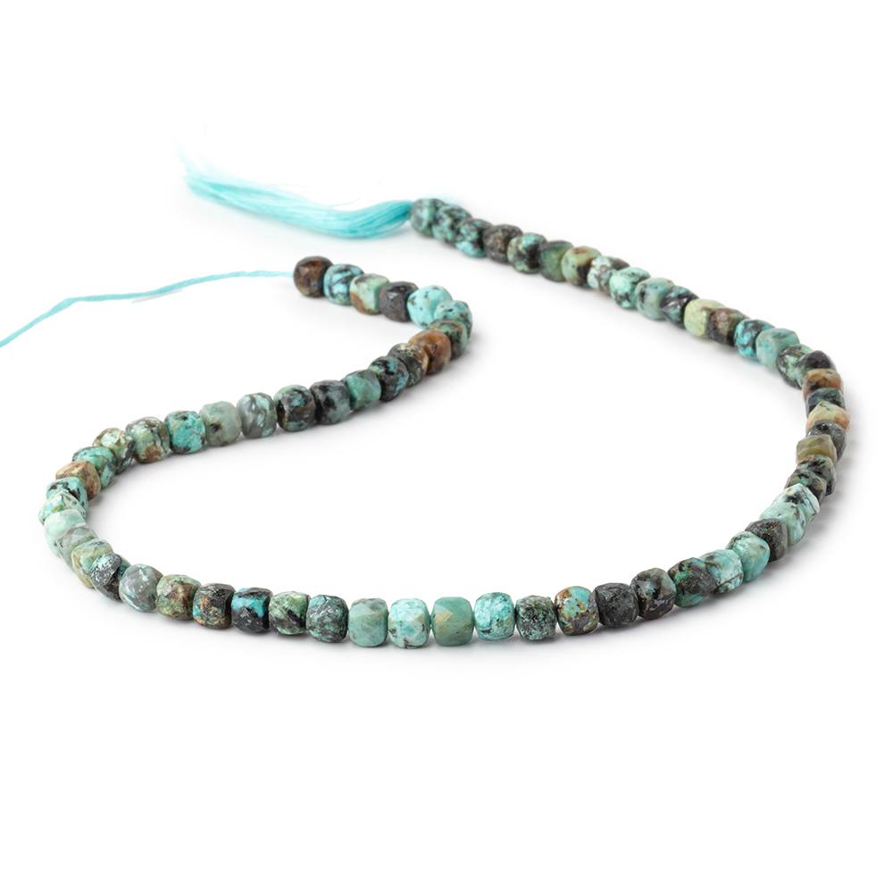 4.5mm African Turquoise Micro Faceted Cube Beads 12 inch 68 pieces - Beadsofcambay.com