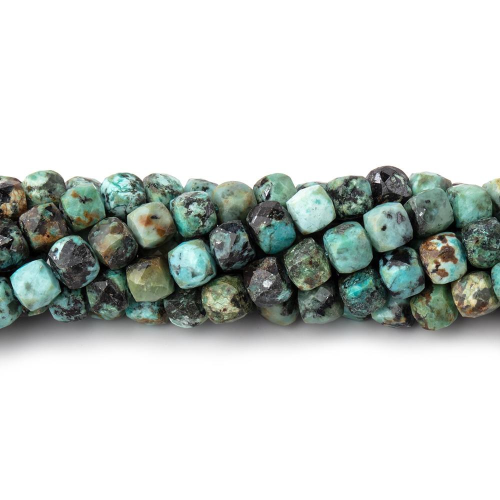 4.5mm African Turquoise Micro Faceted Cube Beads 12 inch 68 pieces - Beadsofcambay.com