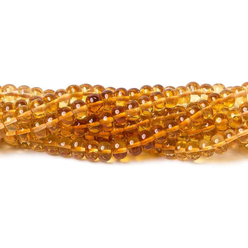 4.5mm Citrine plain rondelle beads 14 inch 119 pieces - Beadsofcambay.com