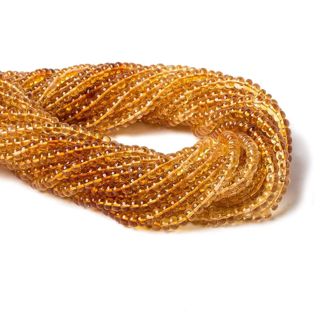 4.5mm Citrine plain rondelle beads 14 inch 119 pieces - Beadsofcambay.com