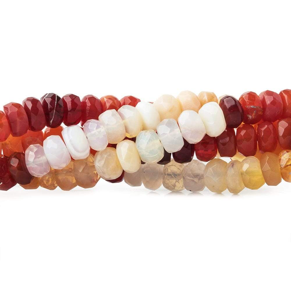 4.5mm Fire Opal Faceted Rondelle 16 inch 135 pieces - Beadsofcambay.com