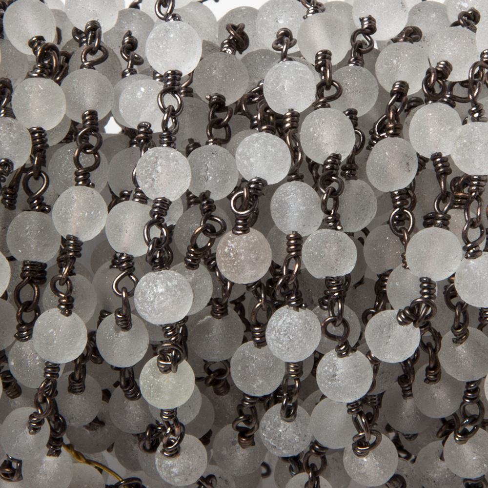 4.5mm Matte Crystal Quartz round Black Gold Chain by the foot 30 pieces - Beadsofcambay.com
