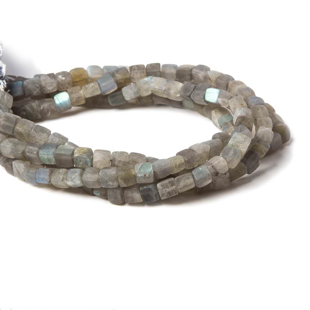 4.5mm Matte Labradorite plain cube beads 7.5 inches 41 pieces - Beadsofcambay.com