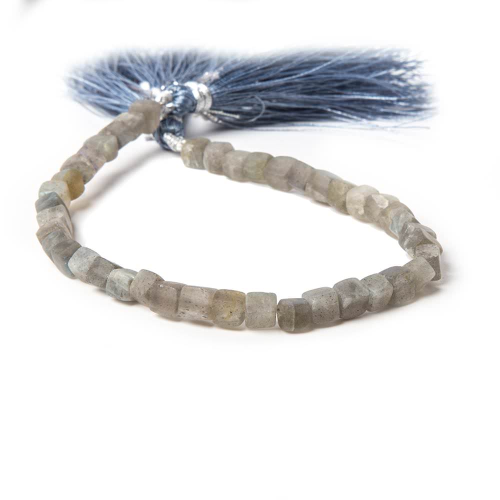 4.5mm Matte Labradorite plain cube beads 7.5 inches 41 pieces - Beadsofcambay.com
