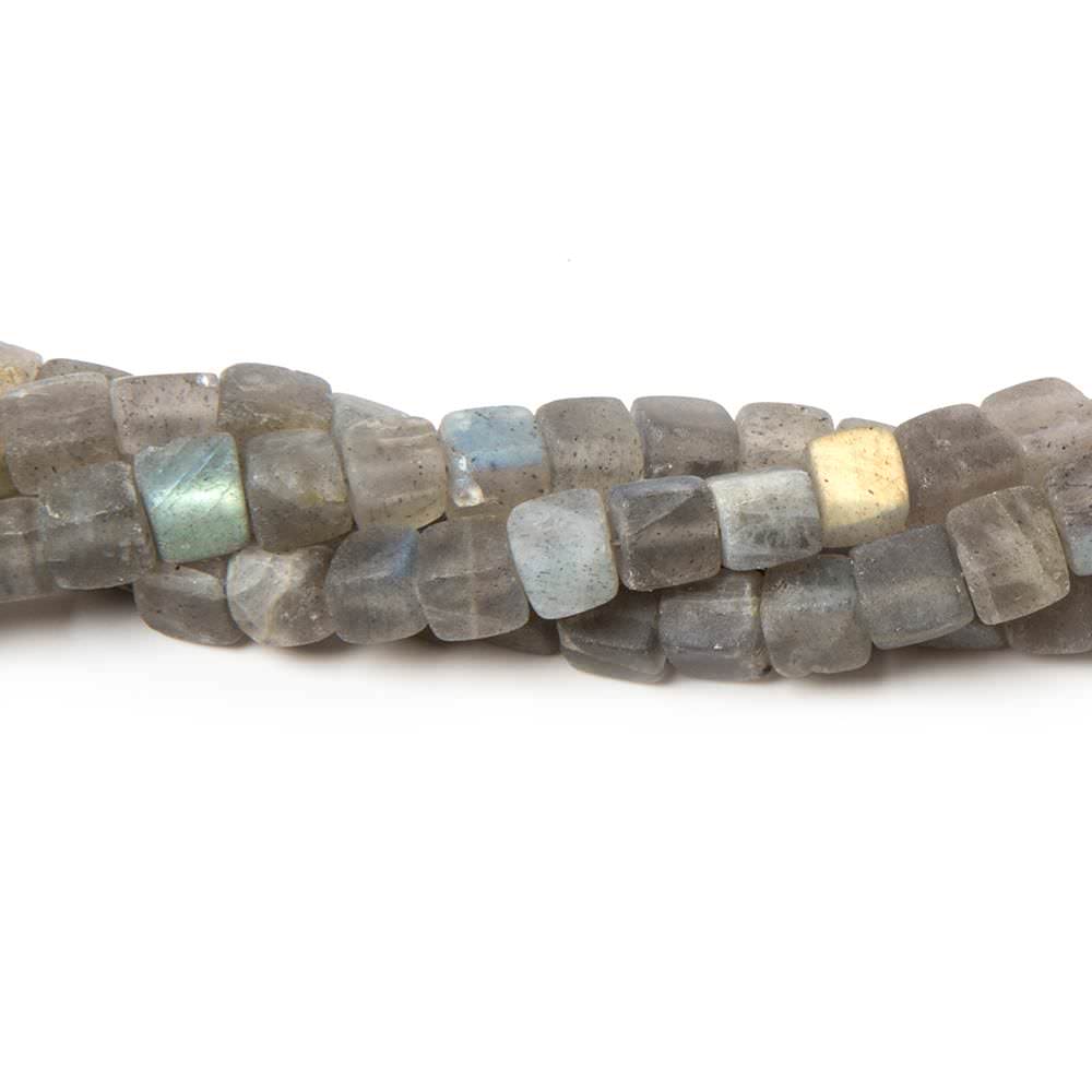 4.5mm Matte Labradorite plain cube beads 7.5 inches 41 pieces - Beadsofcambay.com