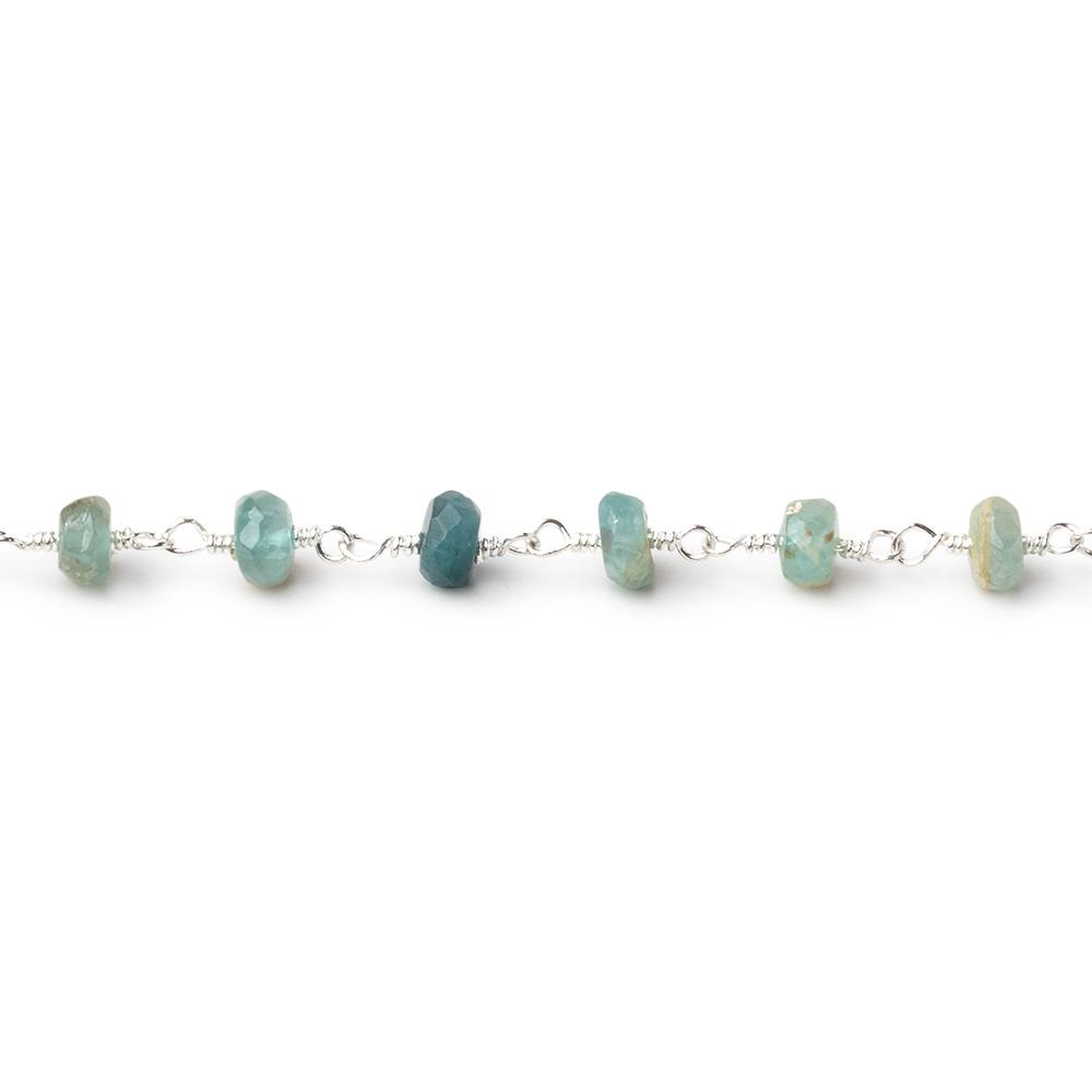 4.5mm Multi Color Sapphire Faceted Rondelles on Silver Plated Chain - Beadsofcambay.com