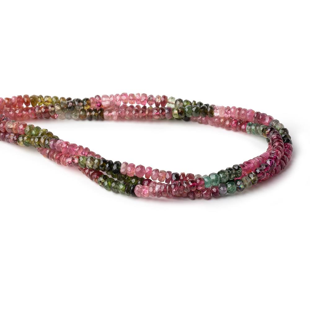 4.5mm Multi Color Tourmaline Faceted Rondelles 15 inches 150 Beads - Beadsofcambay.com