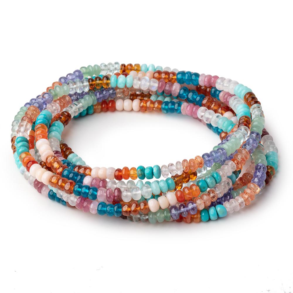 4.5mm Multi Gemstone Plain Rondelle Beads 36 inch 330 pieces AA - Beadsofcambay.com