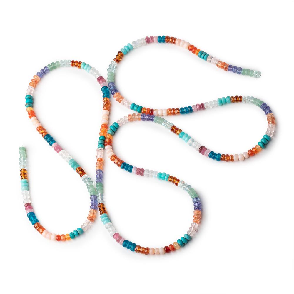 4.5mm Multi Gemstone Plain Rondelle Beads 36 inch 330 pieces AA - Beadsofcambay.com