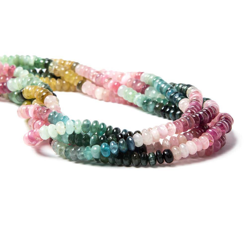 4.5mm Multiple Color Tourmaline plain rondelles 16 inches 160 beads - Beadsofcambay.com