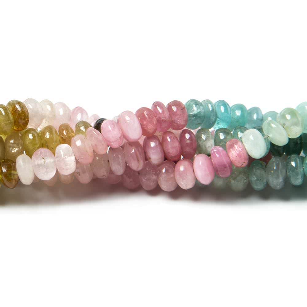 4.5mm Multiple Color Tourmaline plain rondelles 16 inches 160 beads - Beadsofcambay.com