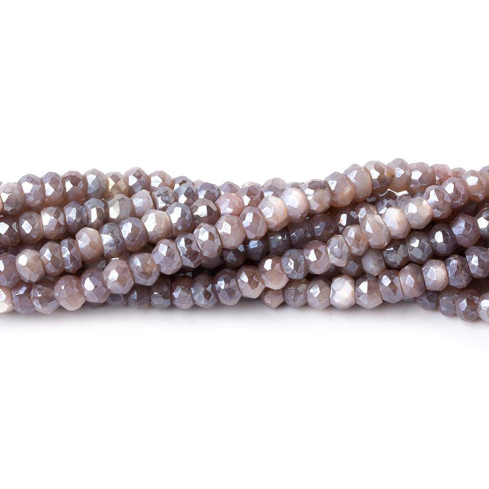 4.5mm Mystic Multi Moonstone faceted rondelles 16 inch 140 beads - Beadsofcambay.com