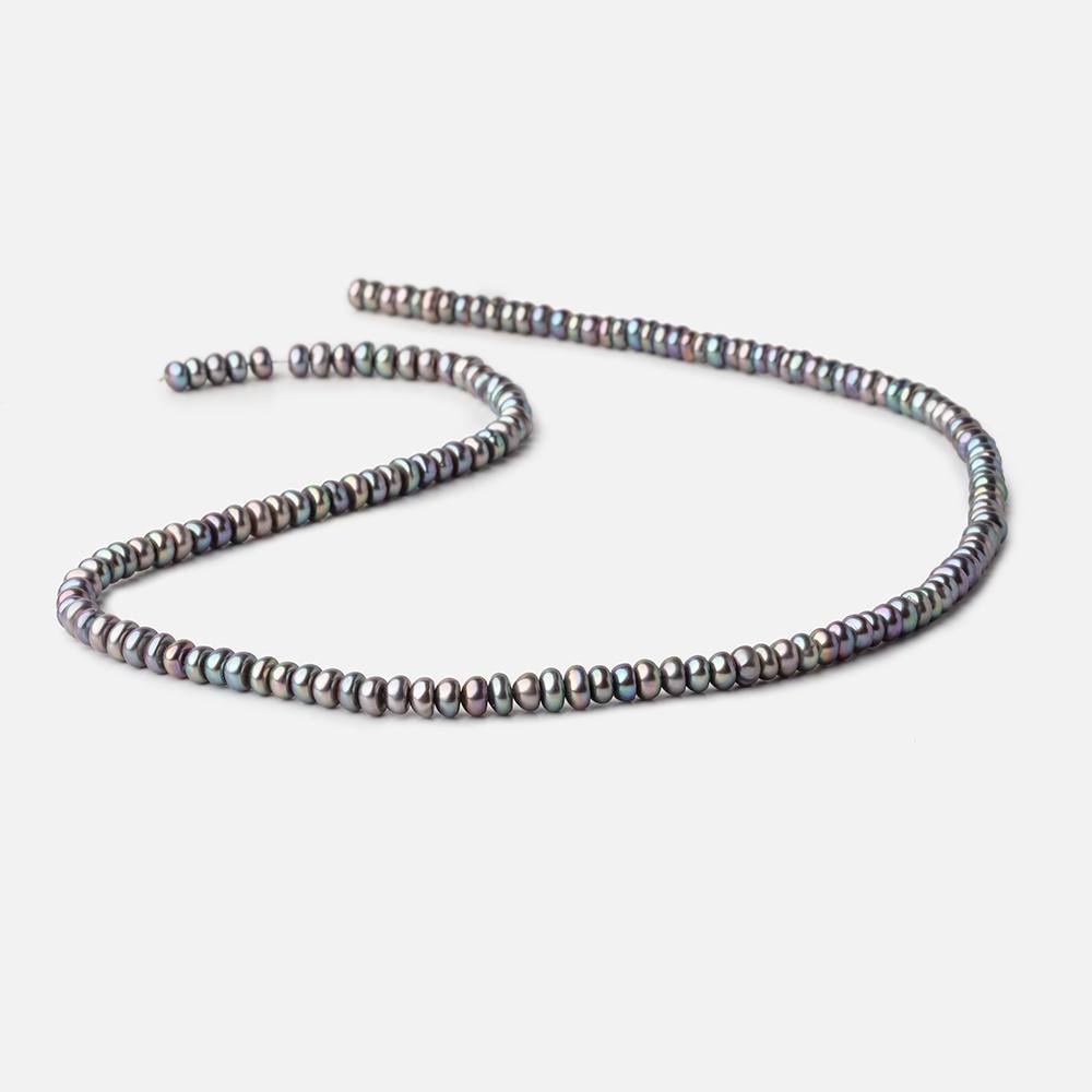 4.5mm Peacock Center Drilled Button Freshwater Pearls 16 inch 142 Beads AA - Beadsofcambay.com
