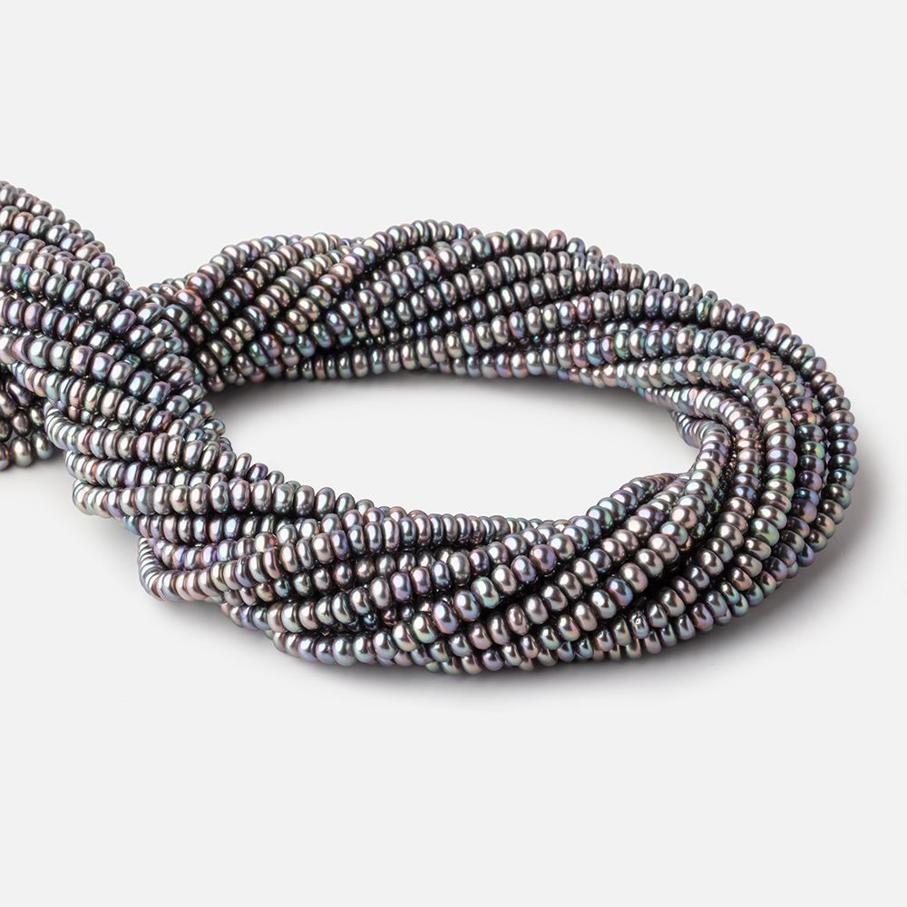 4.5mm Peacock Center Drilled Button Freshwater Pearls 16 inch 142 Beads AA - Beadsofcambay.com