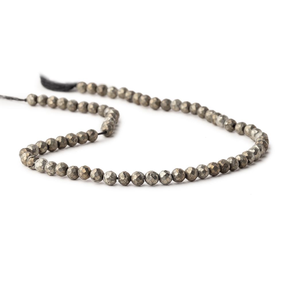 4.5mm Pyrite Faceted Rounds 13.5 inch 86 beads - Beadsofcambay.com