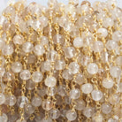 4.5mm Rutilated Quartz plain round Gold plated Chain by the foot 26 beads - Beadsofcambay.com