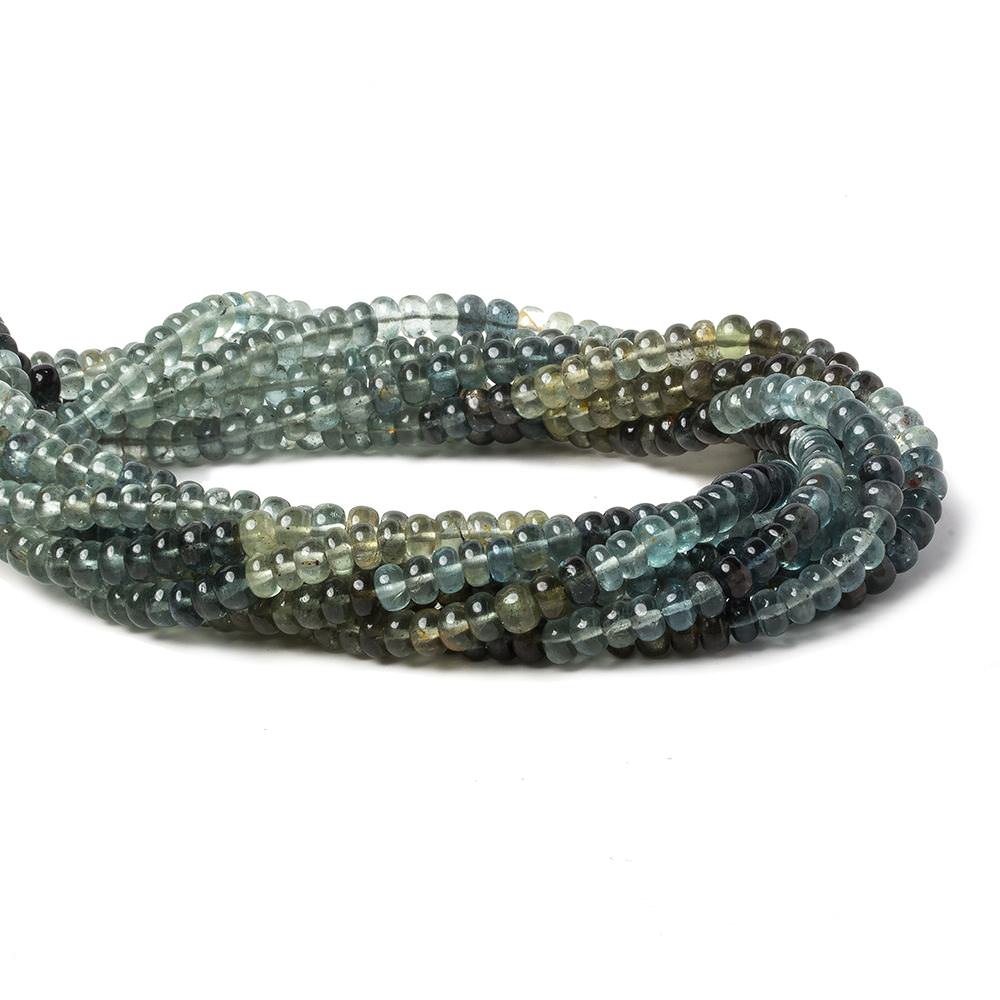 4.5mm Shaded Moss Aquamarine plain rondelles 14 inch 130 beads - Beadsofcambay.com