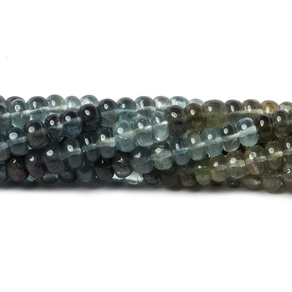 4.5mm Shaded Moss Aquamarine plain rondelles 14 inch 130 beads - Beadsofcambay.com