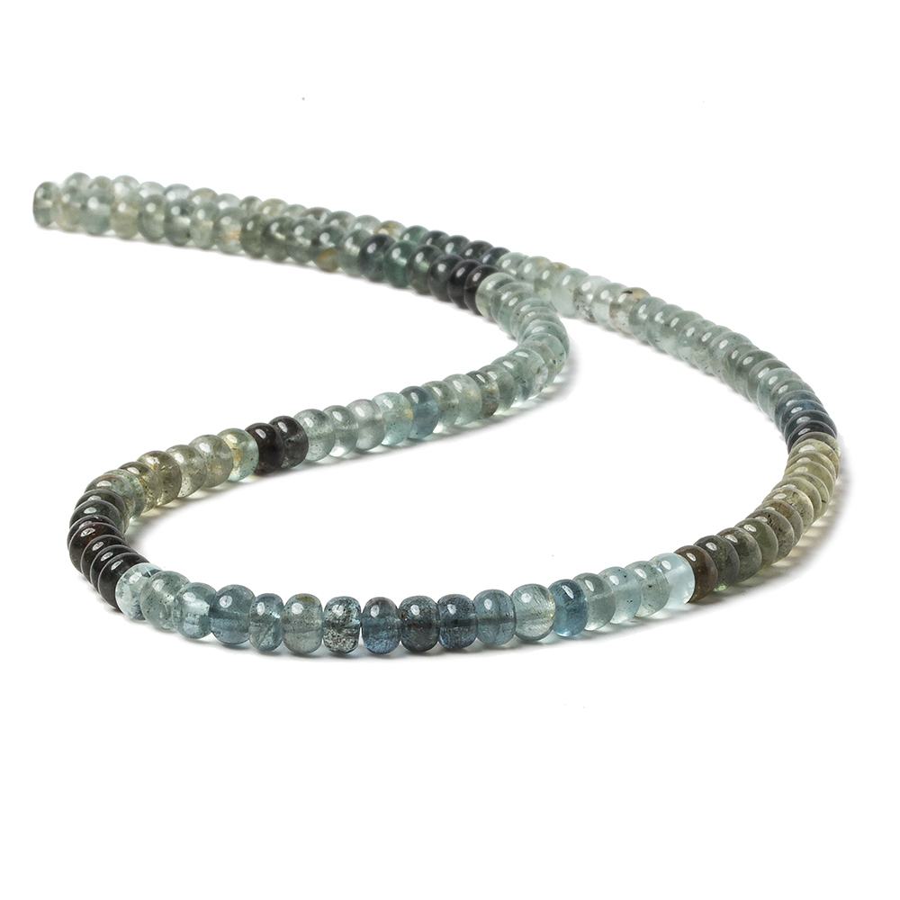 4.5mm Shaded Moss Aquamarine plain rondelles 14 inch 130 beads - Beadsofcambay.com
