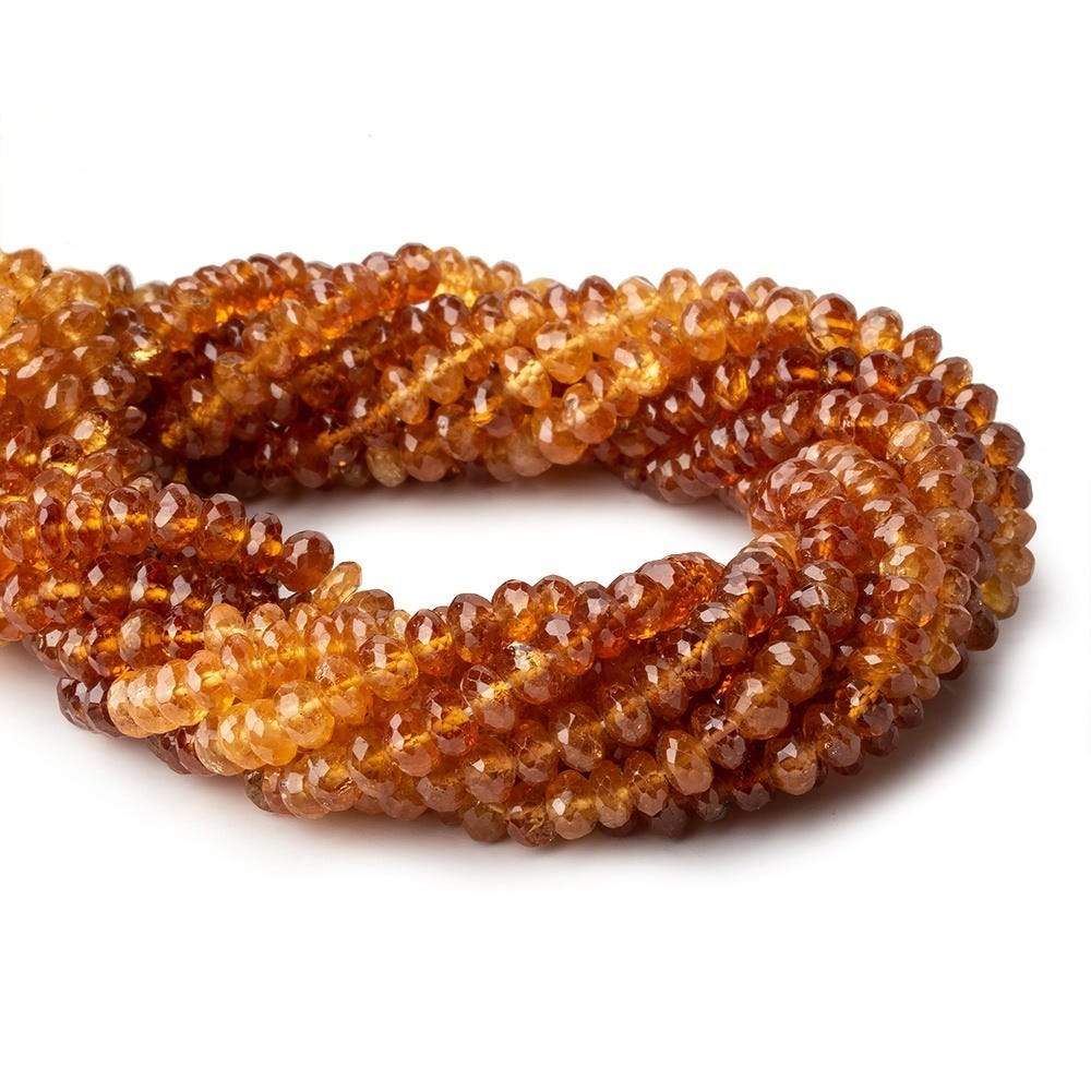 4.5mm Spessartite Garnet Faceted Rondelle Beads 8 inch 65 pieces A - Beadsofcambay.com