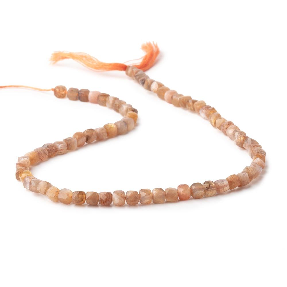 4.5mm Sunstone & Moonstone Micro Faceted Cube Beads 12 inch 70 pieces - Beadsofcambay.com