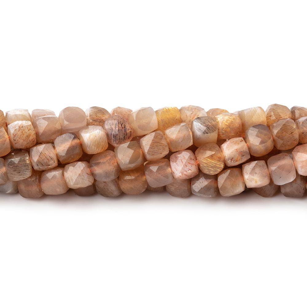4.5mm Sunstone & Moonstone Micro Faceted Cube Beads 12 inch 70 pieces - Beadsofcambay.com