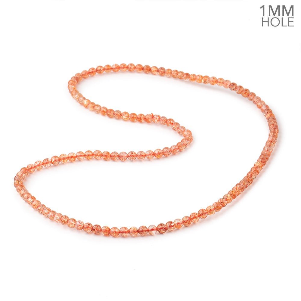 4.5mm Sunstone Plain Round Beads 21 inch 126 pieces AAA 1mm hole - Beadsofcambay.com