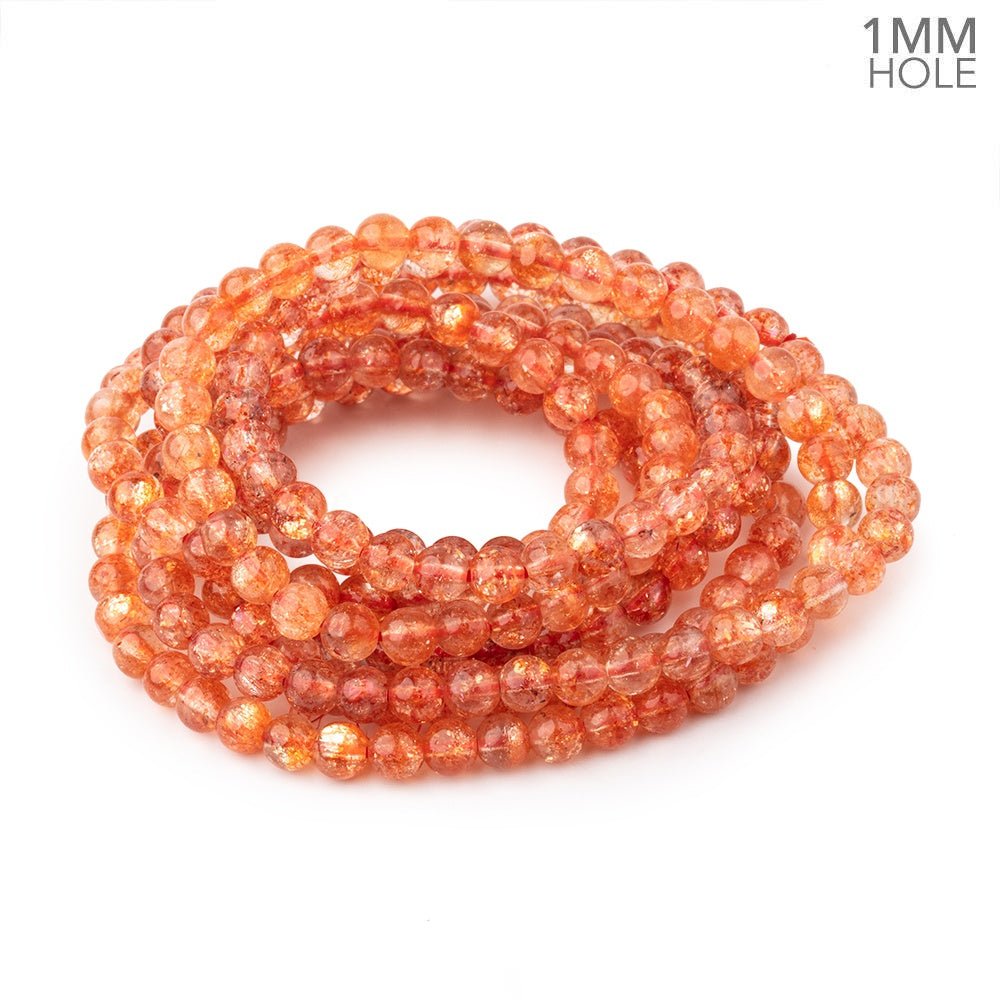 4.5mm Sunstone Plain Round Beads 21 inch 126 pieces AAA 1mm hole - Beadsofcambay.com