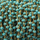 4.5mm Turquoise Magnesite facet rondelle Gold plated Chain by the foot 32pc - Beadsofcambay.com