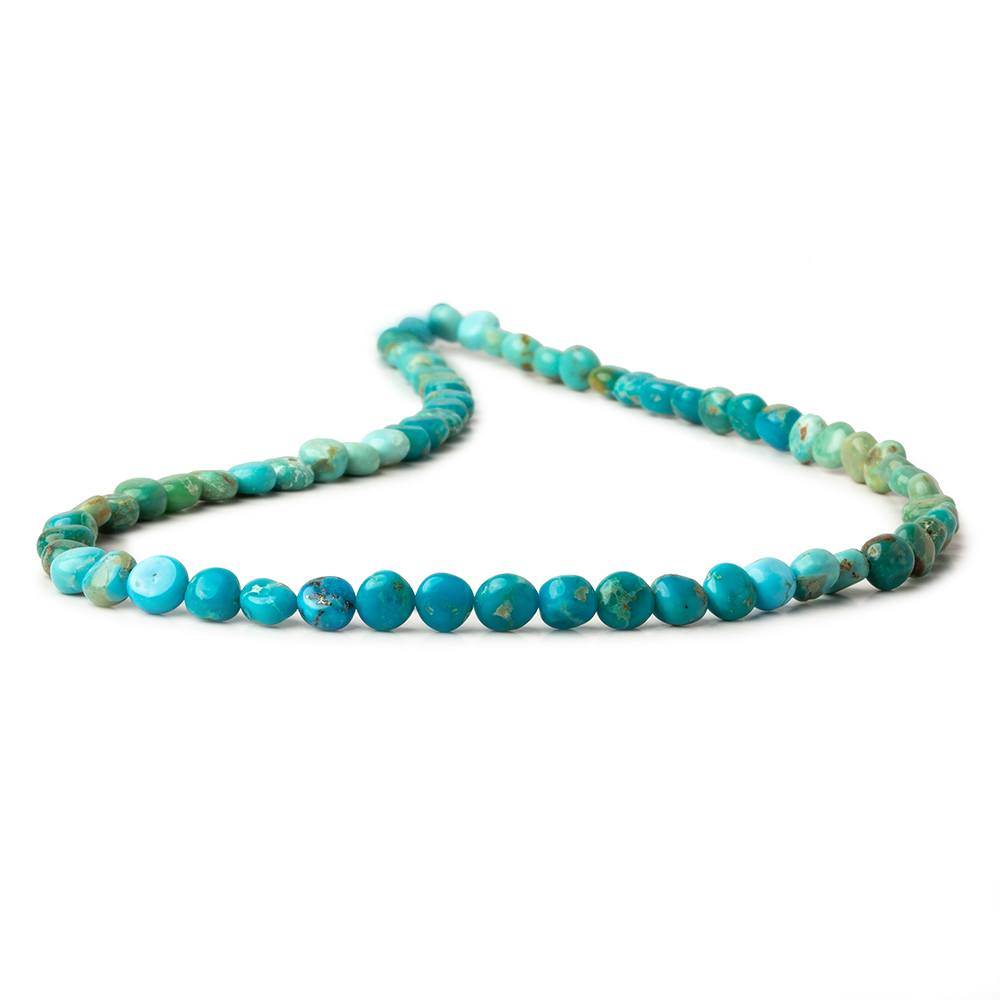 4.5mm Turquoise Plain Coins 13 inch 68 beads A - Beadsofcambay.com