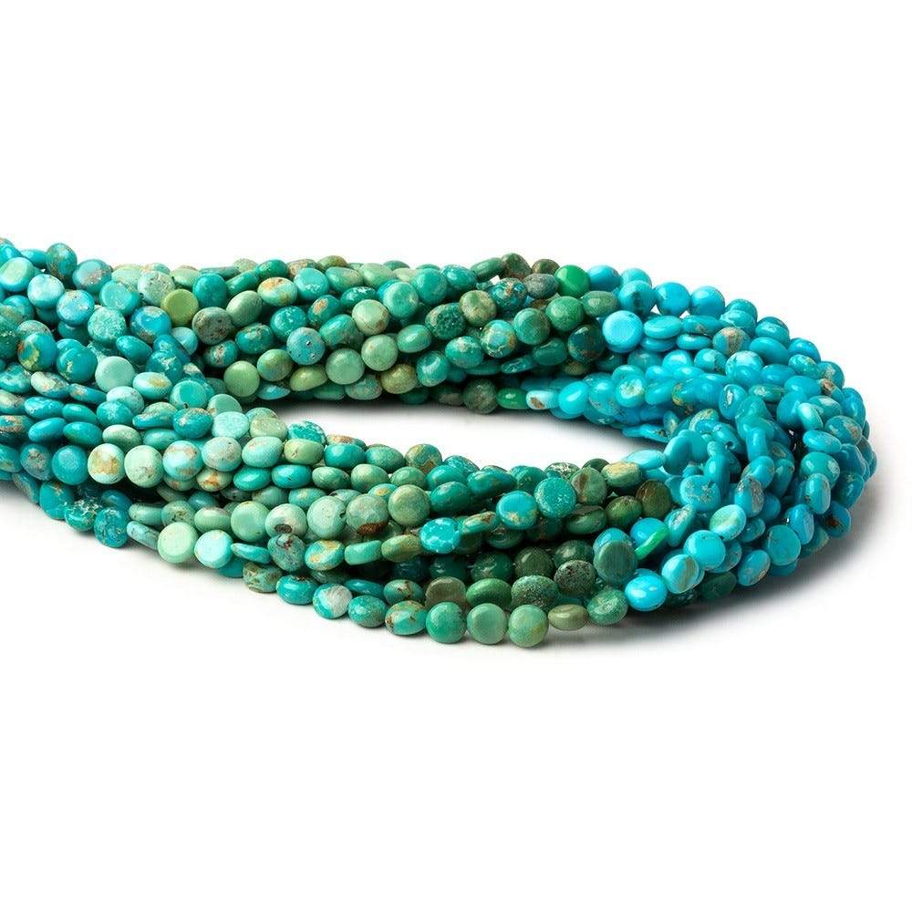 4.5mm Turquoise Plain Coins 13 inch 73 beads A - Beadsofcambay.com