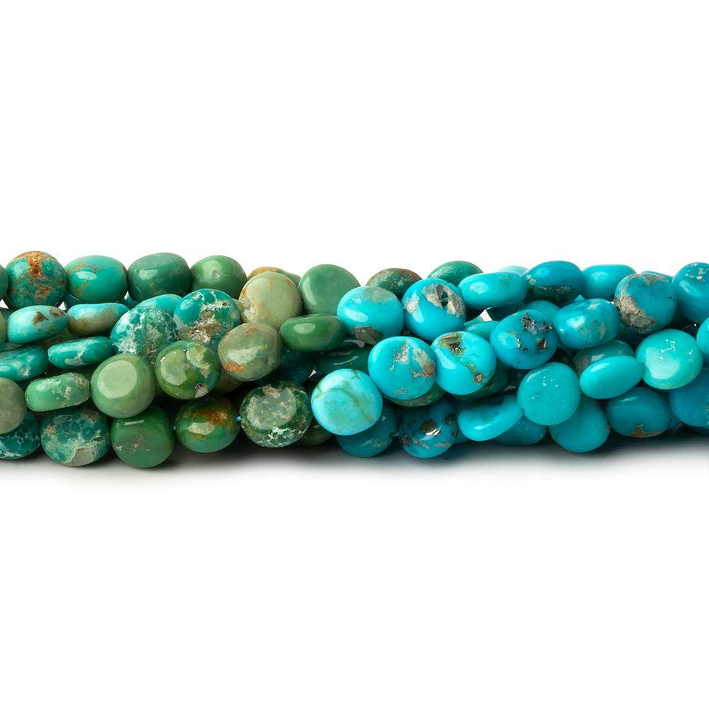 4.5mm Turquoise Plain Coins 13 inch 73 beads A - Beadsofcambay.com