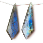 45x15x6mm Labradorite top drilled faceted Kite beads 4 inch 5 pieces AA - Beadsofcambay.com